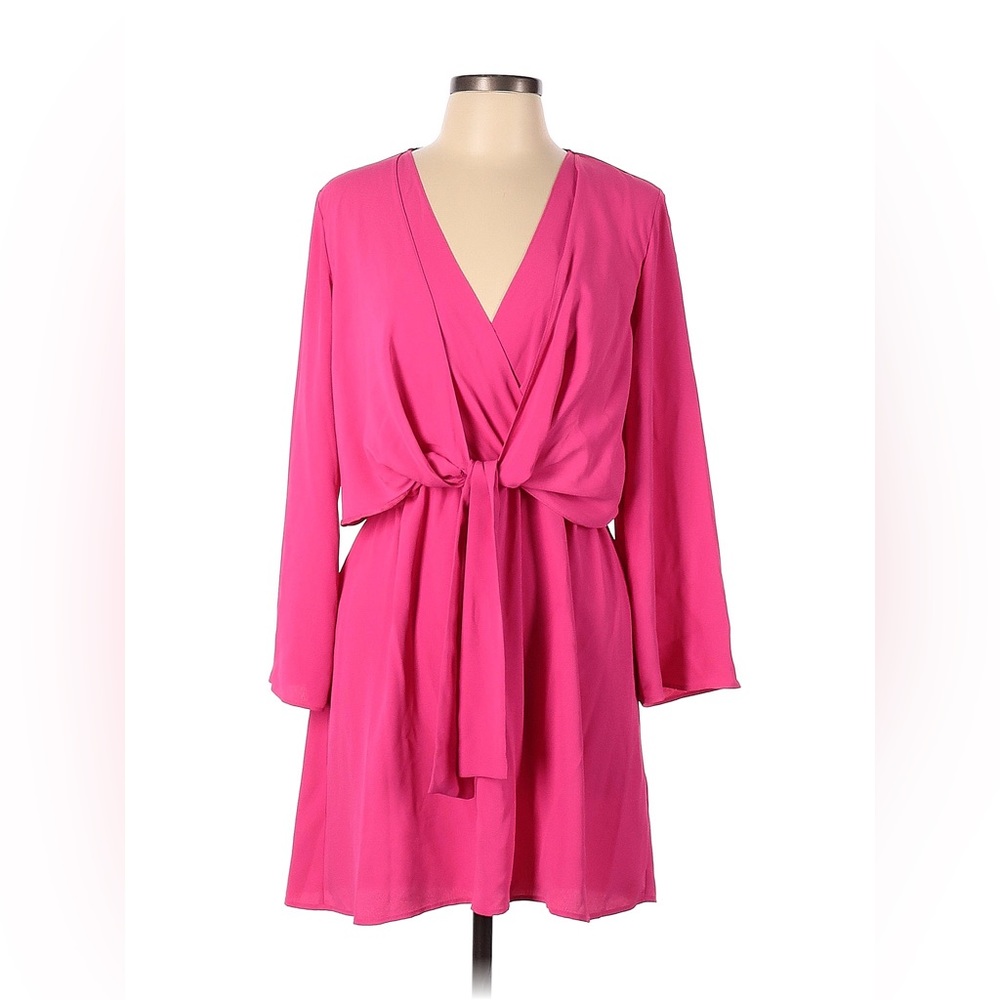 Pink Topshop Tie Low V Dress